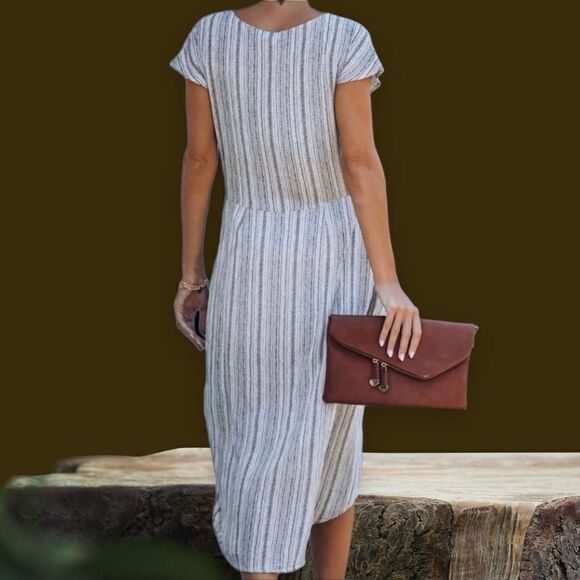 VICI Women's Multicolor Striped Knotted Twist Front Dress - Picture 2 of 12